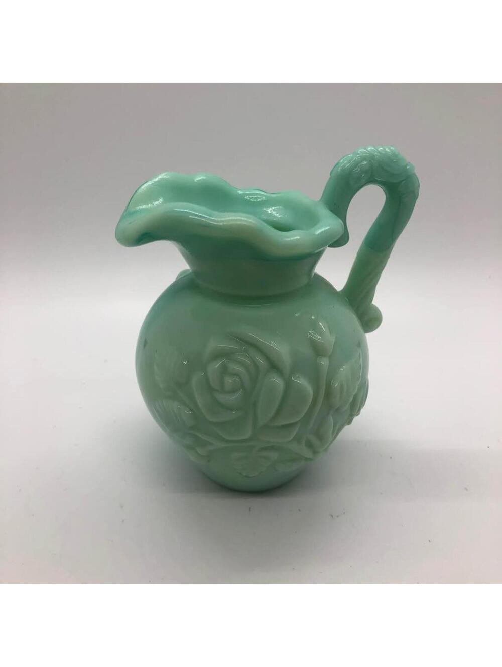 Small Avon green rose pitcher